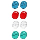 4 Pairs Unisex Marble Stone Screw Stud Earrings Set,Cupimatch Ear Piercing Plugs Faux Gauges Illusio