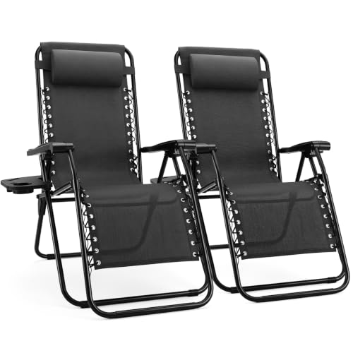 Sweetcrispy Zero Gravity Chairs, Set of 2 Portable Recliner Beach Camping Patio Outdoor Folding...