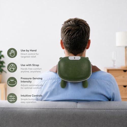 Image of Neck and Shoulder Massager, 4D Hand-Mimic Massage Heated Massager, Neck Massager with Fingers for Comfort, Relax Muscle Tension (Green)