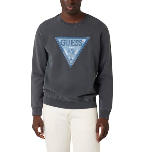 Image of GUESS Men's Eco Triangle Patch Sweatshirt, Grey Shadow Blue, S