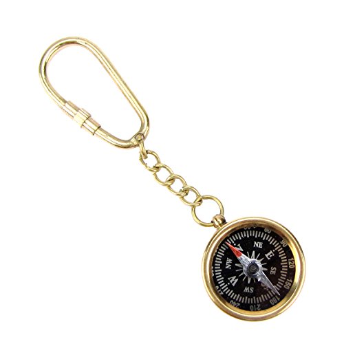 Brújula de bolsillo náutica de latón sólido con llavero miniatura 1