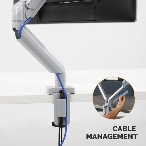 Image of Fellowes Platinum Series Single Monitor Arm for 40-Inch Monitors, Full Motion, 360 Rotation, VESA Mount with Grommet or Clamp, USB Ports, Ergonomic, Silver, 8056401