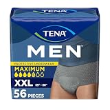 TENA Protective Adult Incontinence Underwear for Men, Maximum, XXLarge, Gray, Disposable, 56 Count (New Size Update)