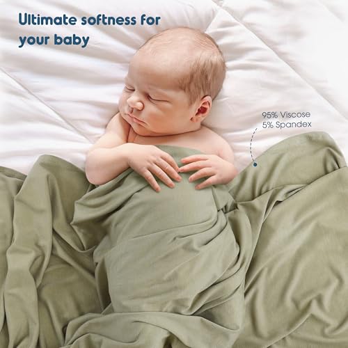 GRSSDER 2 Pack Newborn Swaddle Blanket, Ultra Soft Stretchy Jersey Knit Extra Large Size 33 x 44 Receiving Blankets for Easy Swaddling Baby Snug and Cozy - Thumbnail 4