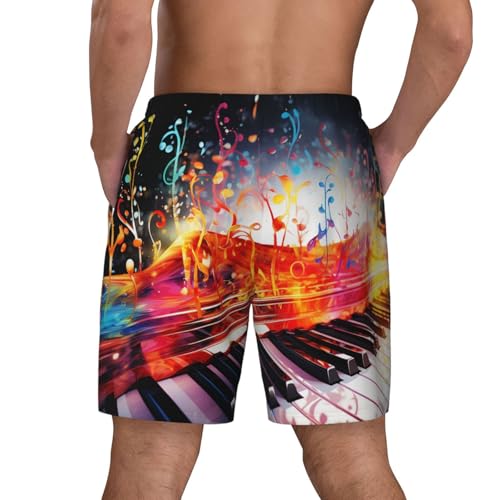 Men's Swim Trunks Quick Dry Board Shorts Colorful Piano Keyboard Music Note Beach Shorts with Pocket Bathing Suits for Men3