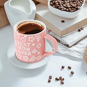 Mothers Day Gifts - Best Mom Ever Mug Gifts for Mom - Floral Embossed Pattern Ceramic Coffee Mug 13.5OZ Mothers Day Gifts Best Mom Ever Mug Gifts for Mom Floral Embossed Pattern Ceramic Coffee Mug 135OZ