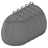 GROBRO7 5Pcs Pot Holder with Pockets Round Cotton Potholder Machine Washable Oven Mitt Multipurpose