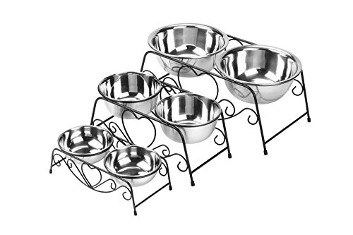 Cico Pet Feeder For Dog Cat, Stainless Steel Food And Water Bowls With Iron Stand #TOP3