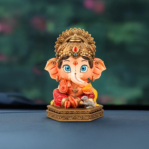 Image of Artarium Bal Ganesha Idol Resin Murti Lord Ganesha Statue Handcrafted Vinayaka Idol for Car Dashboard Home Mandir Office Desk Spiritual Decor Gift (Cute Bal Ganesha Idol - Multicolor)