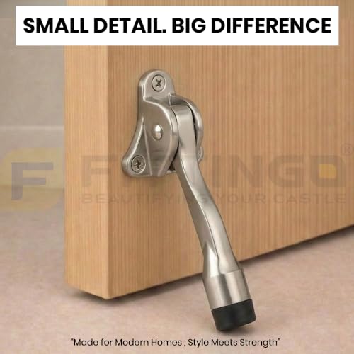 Image of Round Rubber Door Stopper /Heavy Duty Rubber Door Stopper for Home /Stopper with Rubber Grip (5 inch) Satin - Pack of 4-| 3 Years Warranty |