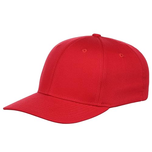 Lids Blank All Star Classic Structured Stretch Fitted Baseball Cap – Curved Bill Hat for Men and Women | Red, S-M