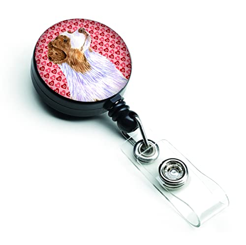 Caroline's Treasures LH9138BR Australian Shepherd Hearts Love Valentine's Day Retractable Badge Reel for Nurses ID Badge Holder with Clip Retractable Employee Badge Holder, Belt Clip, Multicolor