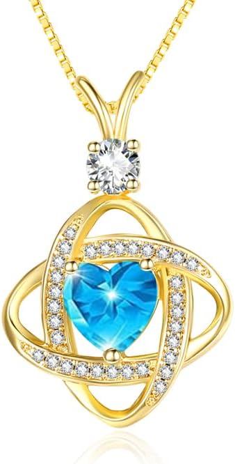 HeartMelody Infinity Necklaces for Women Gold 14K 18K White Gold Plated Dainty Heart Birthstone Pendant, Everyday Necklace Jewelry Anniversary Christmas Birthday Gifts for Wife Mom