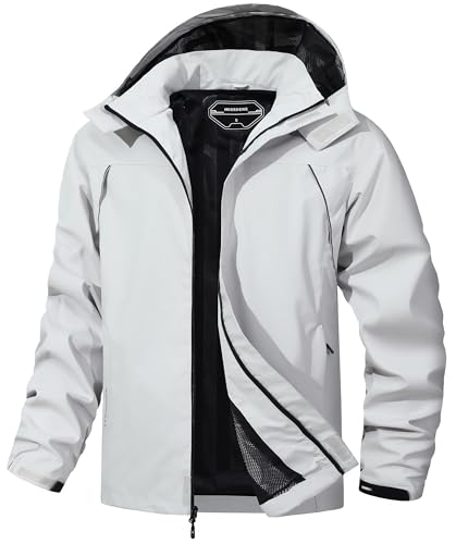 Image of Outdoor Men's Waterproof Raincoat Windbreaker Lightweight Rain Jacket with Detachable Hood
