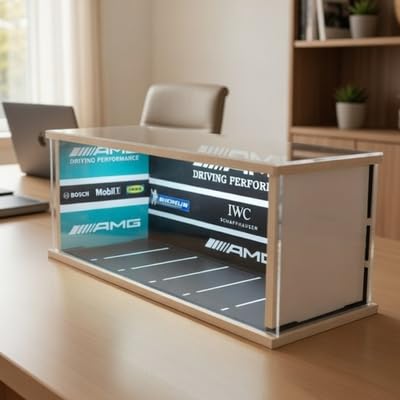 Image of Art Monk Premium Luxury Car Diorama Display Case with LED Lighting | AMG Driving Performance Garage Theme | Wooden Diecast Car Display