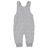 Super weiche und absolut bequeme Latzhose mit optimalem Sitz dank gekreutzter Träger, aus weichem Bio Baumwoll French Terry, in Grau Melange, mit weißen gestrichelten Punkten Allover aus der Unisex Kollektion von dem Niederländischem Babymode Label FEETJE. !! KJ Fashion Größentip: Bitte beachten Sie das niederländische Mode generell immer recht klein und schmal ausfällt, am besten eine Gr. größer bestellen als getragen wird !! Serie: Animal Friends