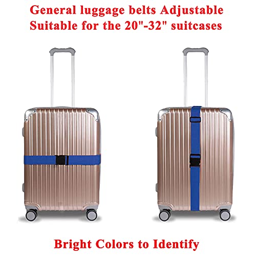 Image of 2 Pack Luggage Straps, Bright Colors Adjustable Suitcase Belts with Quick Release Buckle (DarkBlue)