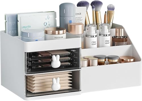 DUOJIN Organizador de Maquillaje, Organizador de Cosméticos con cajón, Caja de Maquillaje, con cajón, para tocador, Dormitorio, baño