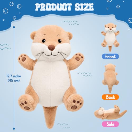 Libima 16 Inch 1.5 Lbs Weighted Otter Stuffed Animals Realistic Otter Weighted Plush Toy Soft Fluffy Comfort Brown Plushie Pillow for Adults Kids Youth Birthday Bed Car Home Decor Gift - Image 2