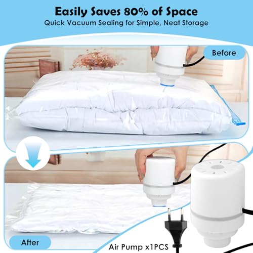 JOPHEK Sac Sous Vide Vetement Aspirateur, Sac Rangement Sous Vide Aspirateur avec Pompe Usb, Sacs de Rangement pour Vêtements, Couettes, Literie, 1XL+2L+2M+2S – vue 6