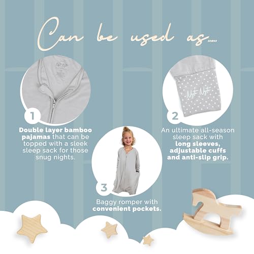 Image of Nyte Nyte Baby- 0.5 TOG SnuggleSack Sleep Sack Rumper W Sleeves, Adjustable Feet Cuffs & Anti-Slip Grip