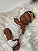 TFJS Reborn Baby Doll Black Girl Reborn Toddler Doll Silicone 19 Inch Realistic Newborn Girl Brown Skin Soft Cloth Body Real African American Baby Dolls with Hair Gift Box Toy Set for Kids Age 3+