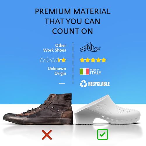 Image of CALZURO Classic Work Clogs with Holes - Unisex Work Clogs for Women and Men - Non Slip Shoes - Autoclavable Rubber Kitchen Shoes and Nursing Clogs