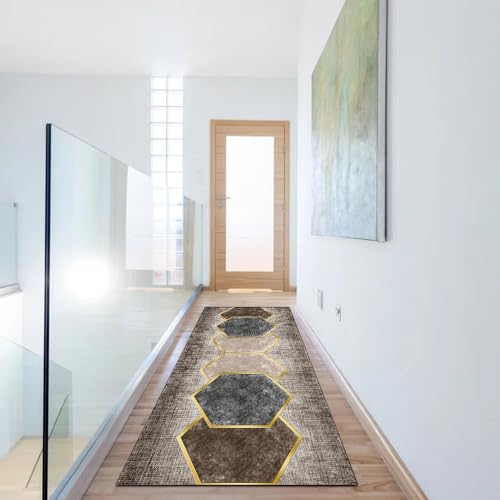 Alfombra moderna lavable de cocina pasillo gris de 40x300 cm 6