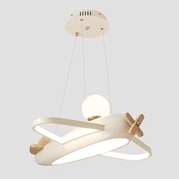 LED Resin Chandelier Kids Ceiling Lights Fixture Dimming Airplane Hanging Light 3000K-6000K with Remote 50W Semi Flush Mount Ceiling Light for Kids RoomCream color, Z-1024