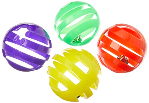 Western Pet PET-107 Brinquedo para Gato Bola Guizo, Amarelo/Vermelha/Roxa/Verde, 4 unidades