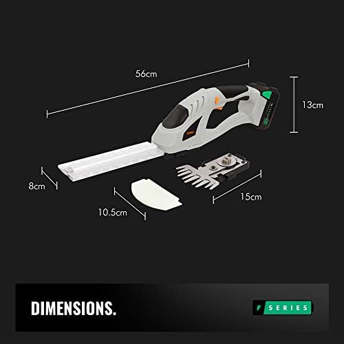 VonHaus Cordless 2-in-1 Grass Trimmer and Hedge Trimmer - 12V MAX 2.0 Lithium-Ion Battery  Lightweight  Quick Charging  Interchangable, Double-Moving Blades - Part of the F-Series Range