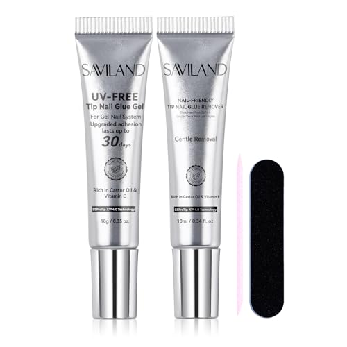 SAVILAND Kit Colle Faux Ongles Extra Forte et Dissolvant: 15g Colle a Capsule Longue Duree, Resistance Maximale pas U V, avec 15s Dissolvant Remove Rapide,...