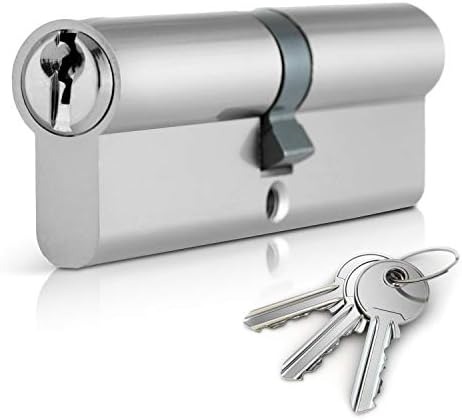 XFORT® Chrome 40/50 Euro Cylinder Lock (90mm), Euro Door Barrel Lock with 3 Keys, Anti-Bump, Anti-Drill and Anti-Pick Door Lock with Key to Ensure High Security for Wooden, UPVC and Composite Doors.