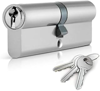XFORT® Chrome 40/50 Euro Cylinder Lock (90mm), Euro Door Barrel Lock with 3 Keys, Anti-Bump, Anti-Drill and Anti-Pick Door Lock with Key to Ensure High Security for Wooden, UPVC and Composite Doors.