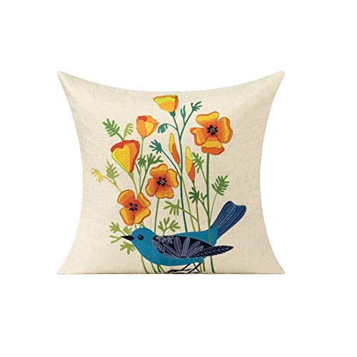 All Smiles Outdoor Patio Throw Pillow Covers Birds Décor Vintage Spring Decorative Cushion Cases Decoration Flower Pillowcase 18X18 Set Of 4 #TOP2