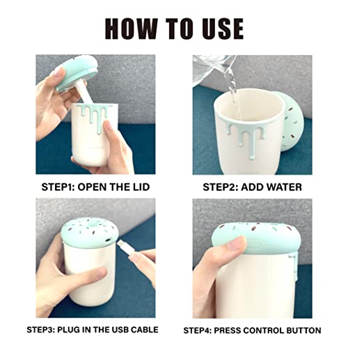 Portable Mini Cool Mist Humidifier - 250Ml Small Diffuser With Night Light Usb Personal Desktop Vaporizer For Plants Baby Bedroom Travel Office Home Auto Shut Off 2 Mist Modes Super Quiet Blue #TOP5