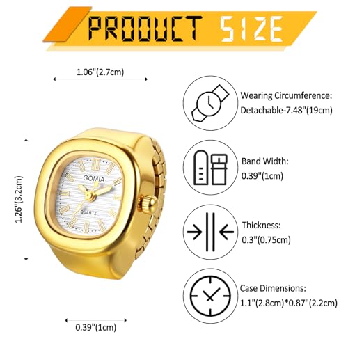 Montre à doigts pour homme et femme Oidea avec cadran carré et bague élastique en acier
