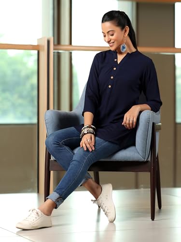 Image of Libas Womens Solid Viscose Straight Kurti for Women Suit