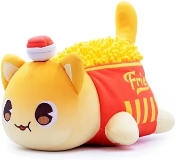 GNMHSEK French Fry Cat Plush Doll, Soft Meemeows Cute Cat Toys, Werewolf, French Fry - Kids (Aphmau Plush Food Gift)