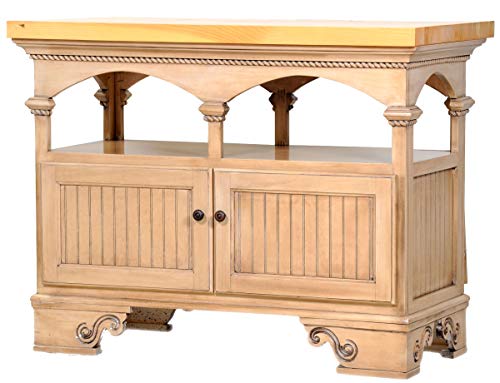American Heartland 15045EBBPT Poplar Kitchen Island with Pine Top, European Burnt Black