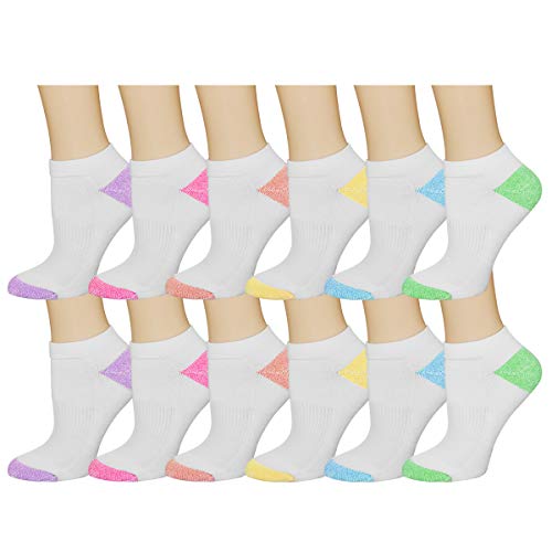 FUNDENCY 12 Pack Womens Ankle Athletic Socks Low Cut Breathable Running Socks with Cushion Sole