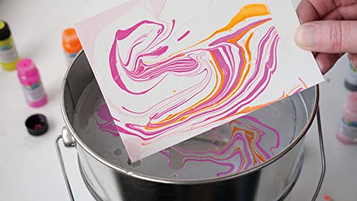 Miniatura 5 de Kreul 73614 - Magic Marble Marbling Paint, Love Neon Set, 6 X 20 Ml Pintura En Blanco, Amarillo Neón, Rosa Neón, Naranja Neón, Gris Y Rosado Para Marmolear Por Inmersión Madera, Vidrio, Plástico