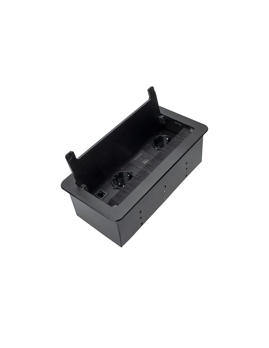 Inbox - Ciabatta elettrica 2 prese (1 x USB-A e 1 x USB-C) da incasso (nero)