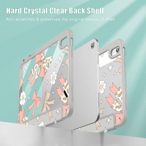 Tuiklol Case for iPad 11 inch (A16 Chip) 2025 Gen 11th / iPad 10.9 inch 2022 10th Gen, Buit in Pencil Holder with Shockproof Cover Clear Transparent Back Shell Auto Wake/Sleep,Leopard Bow Pink by Tuiklol - Image 4