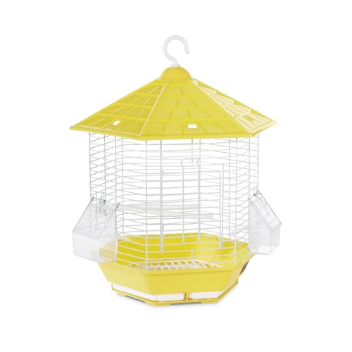 Image of Prevue Pet Products Bali Bird Cage - Small Cage for Parakeets, Finches, Lovebirds, and Other Similarly Sized Small Birds, Compatible with Stand, Clear Visibility - Yellow