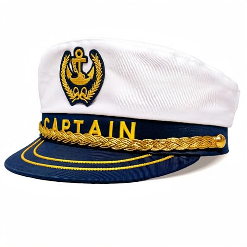 TOPORTY Yacht Captain Hat Nautical Hat Yacht Boat Sailor Captain Cap Adjustable Navy Marine Admiral Hats for Men Women Boat Yacht Rock Costumes Party,White