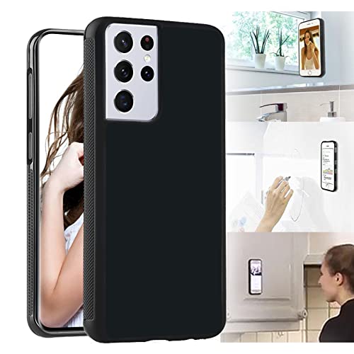 Omio for Samsung Galaxy S21 Ultra Antigravity Case Ultra Thin Magical Nano Sticky Design Antigravity Protective Cover Nano-Suction Flexible Non-Slip Anti-Scratch Case for Galaxy S21 Ultra Case Black