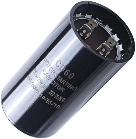 Seentech 216-259 uf/MFD 220-250 VAC ±20% CD60 Round Motor Start Capacitor 50/60 Hz AC Electric Motor Universal Fit for AC Motor Run or Fan Start and Cool or Heat Pump Air Conditioner