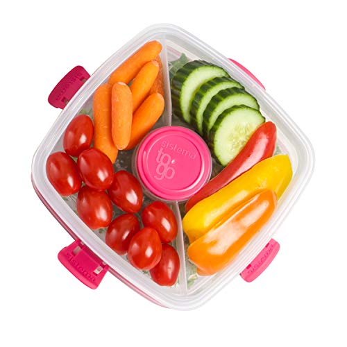 4/Pack Sistema Klip It Salad To Go Container Freezer 4.5 Cup Assorted Colors #TOP7