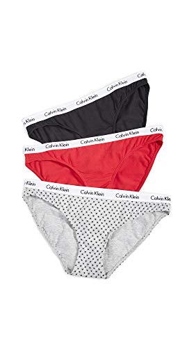 Calvin Klein Women's Carousel Logo Cotton Stretch Bikini Panties, 3 Pack, Temper/Black/Twinkle Star, Small